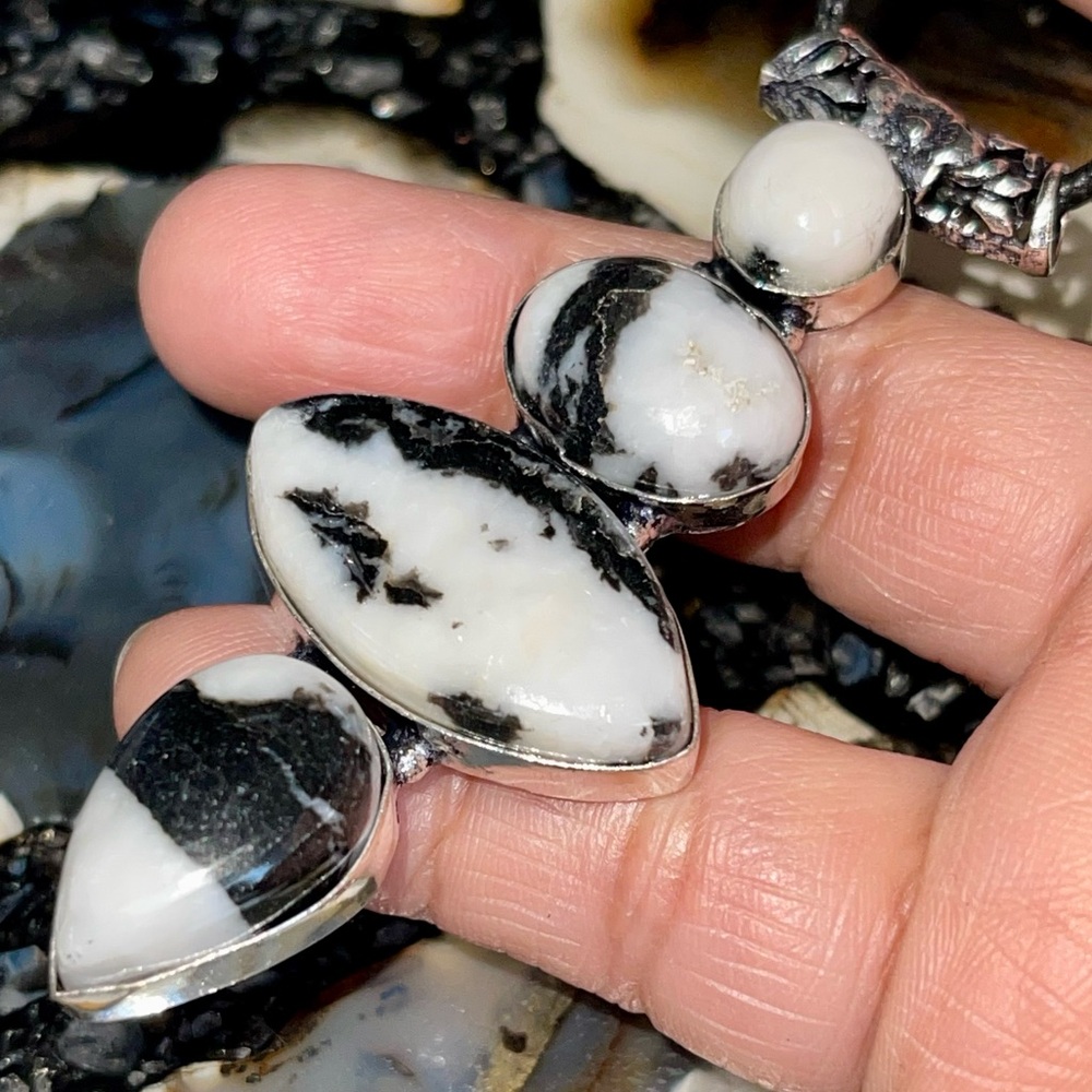 White Buffalo Turquoise Pendant 3” - Picture 5 of 17